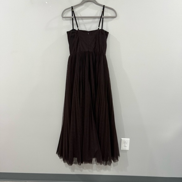 Anthropologie Hutch Dress Amara Tulle Bustier Midi in Chocolate Brown - Picture 7 of 9